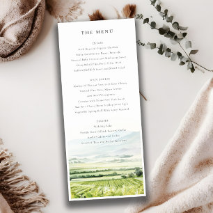 Tarjeta de menú del Boda de paisajes de viñedos de