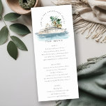 Tarjeta de menú del Boda de Palm Seascape de cruce<br><div class="desc">Colección temática de la Palm Seascape de Dusky Cruise Ship.- es un elegante guion Ilustracion acuático de cruceros acuarelas con palma y vegetación, perfecto para su boda de cruceros costeros y fiestas. Es muy fácil de personalizar, con sus datos personales. Si necesita cualquier otro producto o personalización que coincida, por...</div>