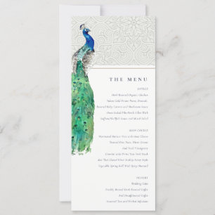 Tarjeta de menú del Boda de pavo real Ornate Class