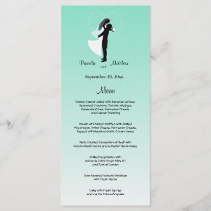 Tarjeta de menú del Boda de Personalizable verde a