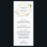 Tarjeta de menú del Boda de terraza<br><div class="desc">En nuestro menú boda de moda de jardín podrá elegir entre platos de iniciación, entradas y postres con elegantes letras, nombres y fechas de boda rodeados por un borde geométrico dorado con un paisaje de color verde exuberante. Coordina con nuestra colección de bodas Terrarium. Utilice los campos de plantilla para...</div>
