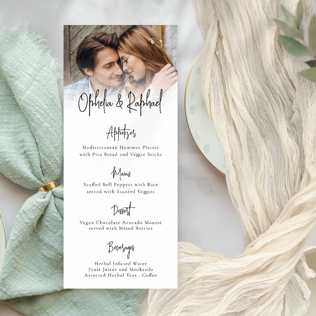 Tarjeta de menú del Boda del Boho con guión gráfic (Subido por el creador)