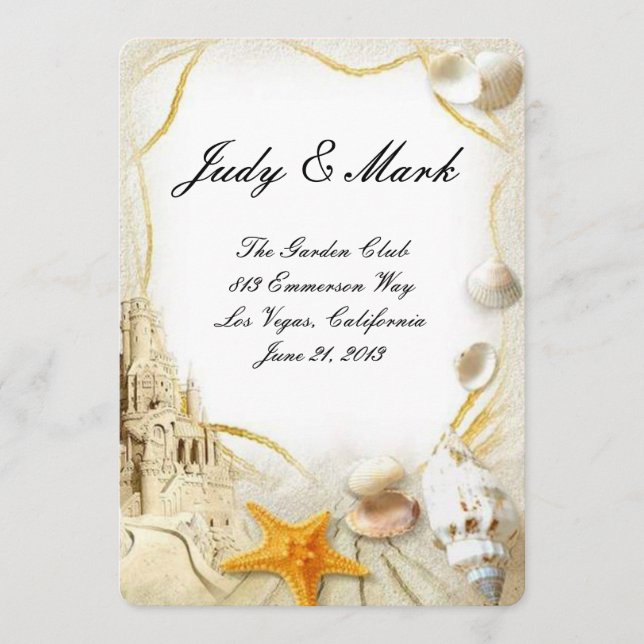 Tarjeta de menú del Boda del Castillo de arena de  (Anverso)