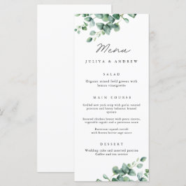 Tarjeta de menú del Boda del guión del eucalipto d