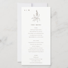 Tarjeta de menú del Boda del monograma del esbozo 