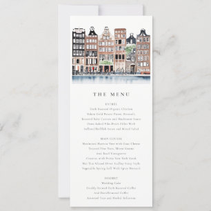 Tarjeta de menú del Boda del paisaje del canal hol