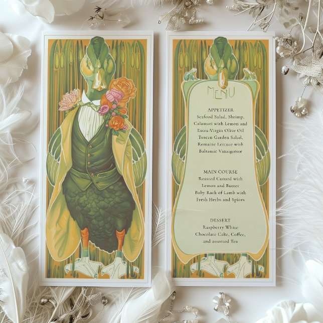 Tarjeta de menú del Boda del pato Art Deco caprich (Subido por el creador)