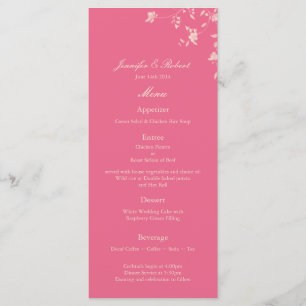 Tarjeta de menú del Boda del Peony de plata honeys