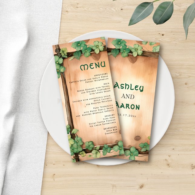 Tarjeta de menú del boda del Vine St Patrick's Day (Subido por el creador)
