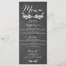 Tarjeta de menú del Boda floral de pizarra negra