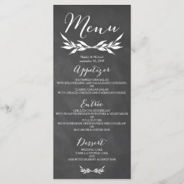 Tarjeta de menú del Boda floral de pizarra negra