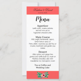 Tarjeta de menú del boda floral tropical