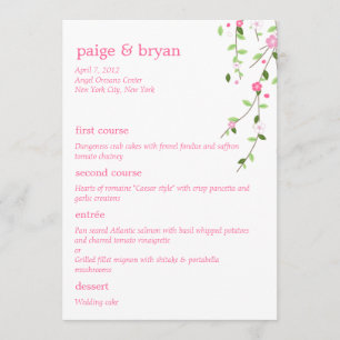 Tarjeta de menú del Boda Garden Blooms