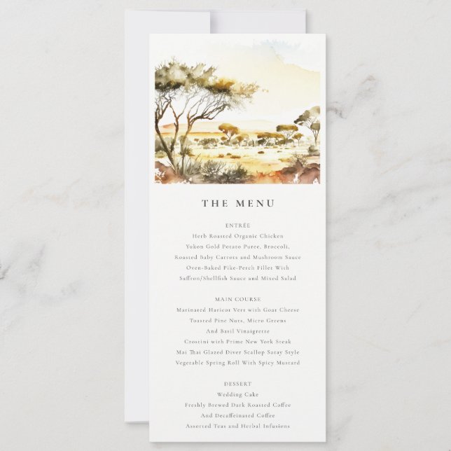 Tarjeta de menú del Boda paisajístico africano acu (Anverso)