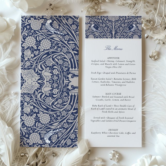 Tarjeta de menú del Boda victoriano con crema azul (Subido por el creador)