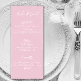 Tarjeta de menú del corazón de amor rosa