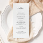 Tarjeta de menú del Fiesta de la recepción clásica<br><div class="desc">Nuestra tarjeta de menú personalizado ofrece caligrafía moderna para informar a sus huéspedes sobre las opciones de comida en su boda o evento. Este artículo es parte de nuestra colección de Goldie G100,  por favor compre nuestra tienda para productos a juego.</div>