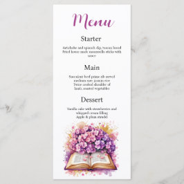 Tarjeta de menú del libro de Hydrangea