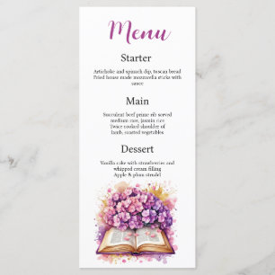 Tarjeta de menú del libro de Hydrangea