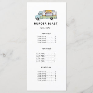 Tarjeta de menú del logotipo de Food Truck