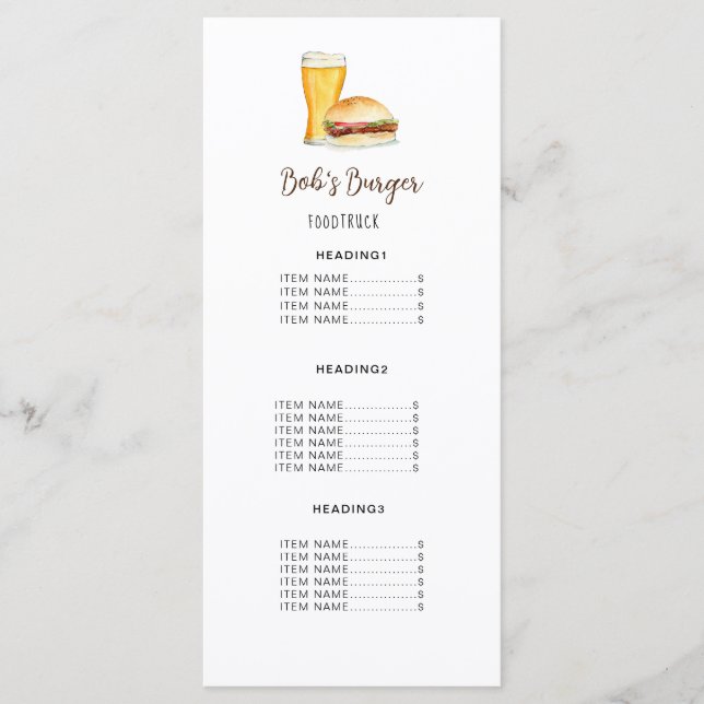 Tarjeta de menú del restaurante/camión de comida p (Anverso)