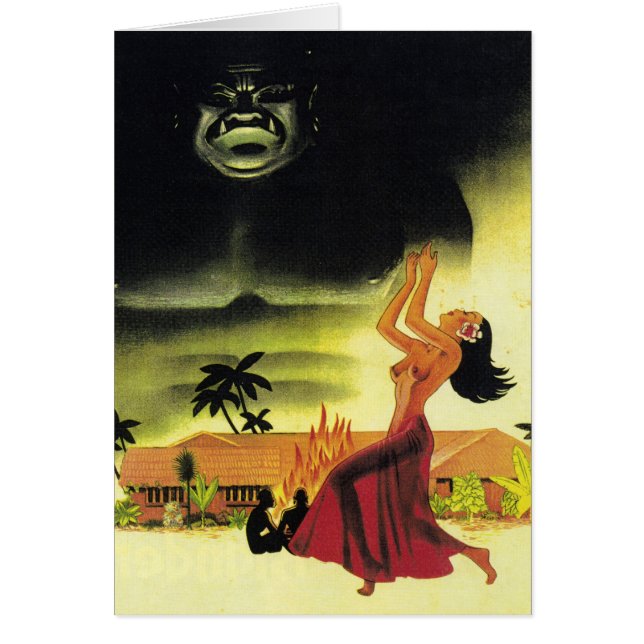 Tarjeta de menú del salón Tiki de la época de medi (Frente)