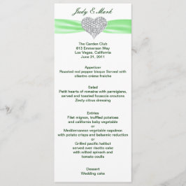 Tarjeta de menú Diamond Heart Green Boda