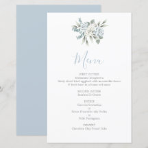 Tarjeta de menú Dusty Blue floral boda