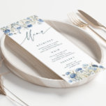 Tarjeta de menú Dusty Blue Wildflower Boda<br><div class="desc">Nuestra colección "Flor azul turquesa" incluye flores de flores silvestres de color agua azul polvoriento con acentos marrones claros combinados con un guión elegante y una tipografía clásica. Esta colección se puede usar para muchas ocasiones, como boda, ducha de bebé y de novia, y artículos de oficina. Consulte nuestra tienda...</div>