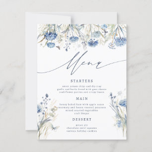 Tarjeta de menú Dusty Blue Wildflower Boda