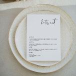 Tarjeta de menú Edgy Modern Minimalista Boda<br><div class="desc">Este menú boda "vamos a comer" presenta una letra manuscrita y un diseño minimalista limpio. Su diseño moderno lo convierte en la adición perfecta para cualquier evento.</div>