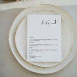 Tarjeta de menú Edgy Modern Minimalista Boda<br><div class="desc">Este menú boda "vamos a comer" presenta una letra manuscrita y un diseño minimalista limpio. Su diseño moderno lo convierte en la adición perfecta para cualquier evento.</div>