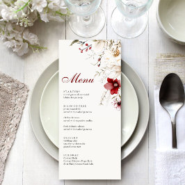 Tarjeta de menú Elegancia de Invierno de Borgoña