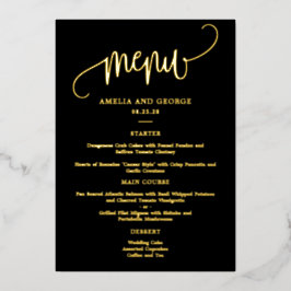 Tarjeta de menú elegante con auténtico foil y herm
