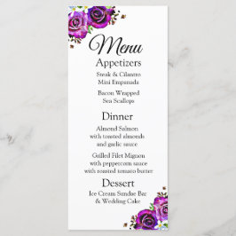 Tarjeta de menú elegante decorativa para Rosas púr