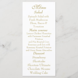 Tarjeta de menú elegante en blanco y dorado