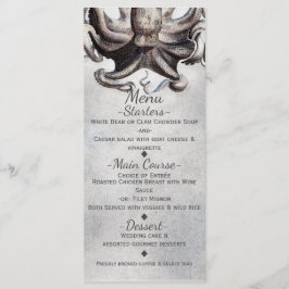 Tarjeta de menú elegante para boda playera con pul