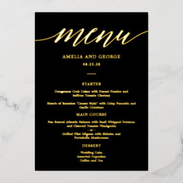 Tarjeta de menú elegante REAL FOIL de guión modern