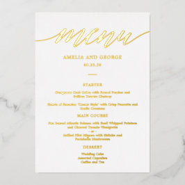 Tarjeta de menú elegante REAL FOIL de guión modern