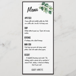 Tarjeta de menú elegante y elegante vegetación euc