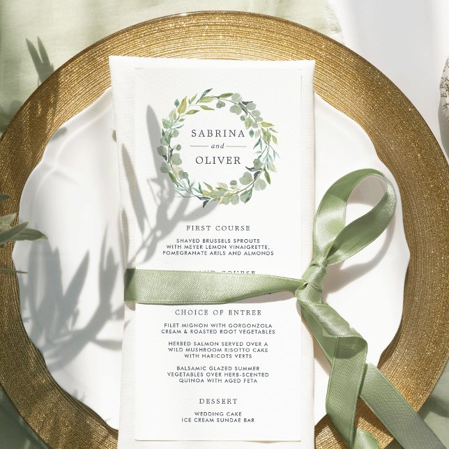 Tarjeta de menú Eucalyptus Wreath Boda (Subido por el creador)
