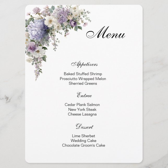 Tarjeta de menú floral (Anverso)