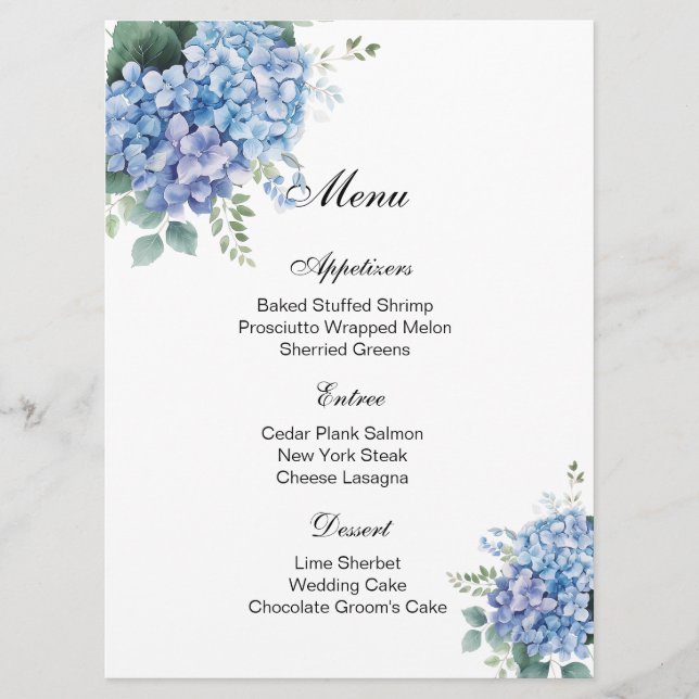 Tarjeta de menú floral (Anverso)