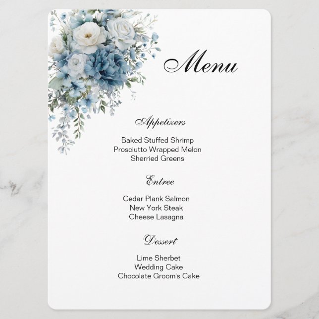 Tarjeta de menú floral (Anverso)