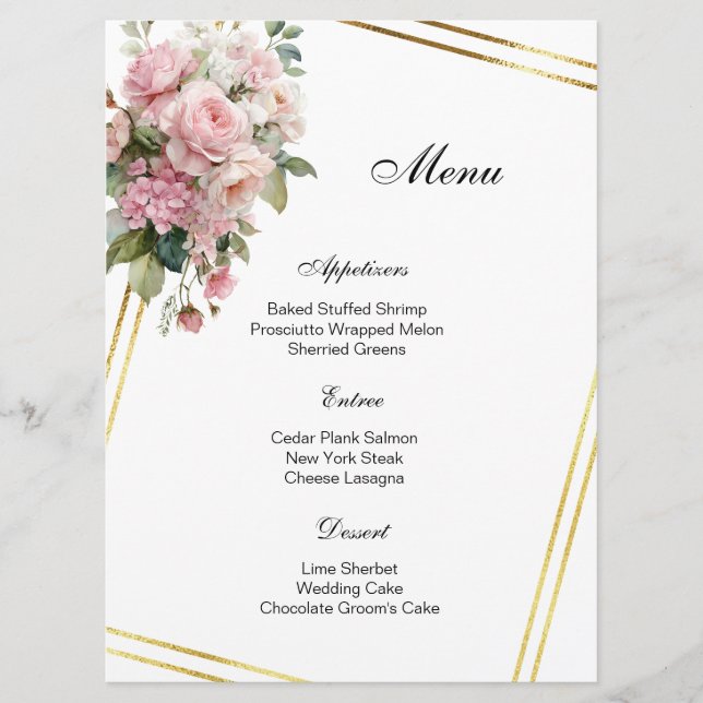 Tarjeta de menú floral (Anverso)