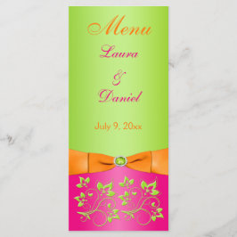 Tarjeta de menú floral de cal de Naranja rosa RIBB