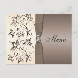 TARJETA DE MENÚ Floral de Marfil y Mocha con Cinta