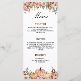 Tarjeta de menú floral elegante para eventos