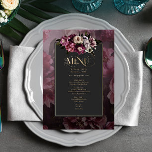 Tarjeta de menú floral oscura y morbosa