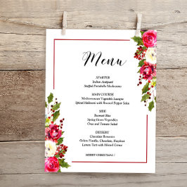 Tarjeta de menú floral para Navidades de presupues